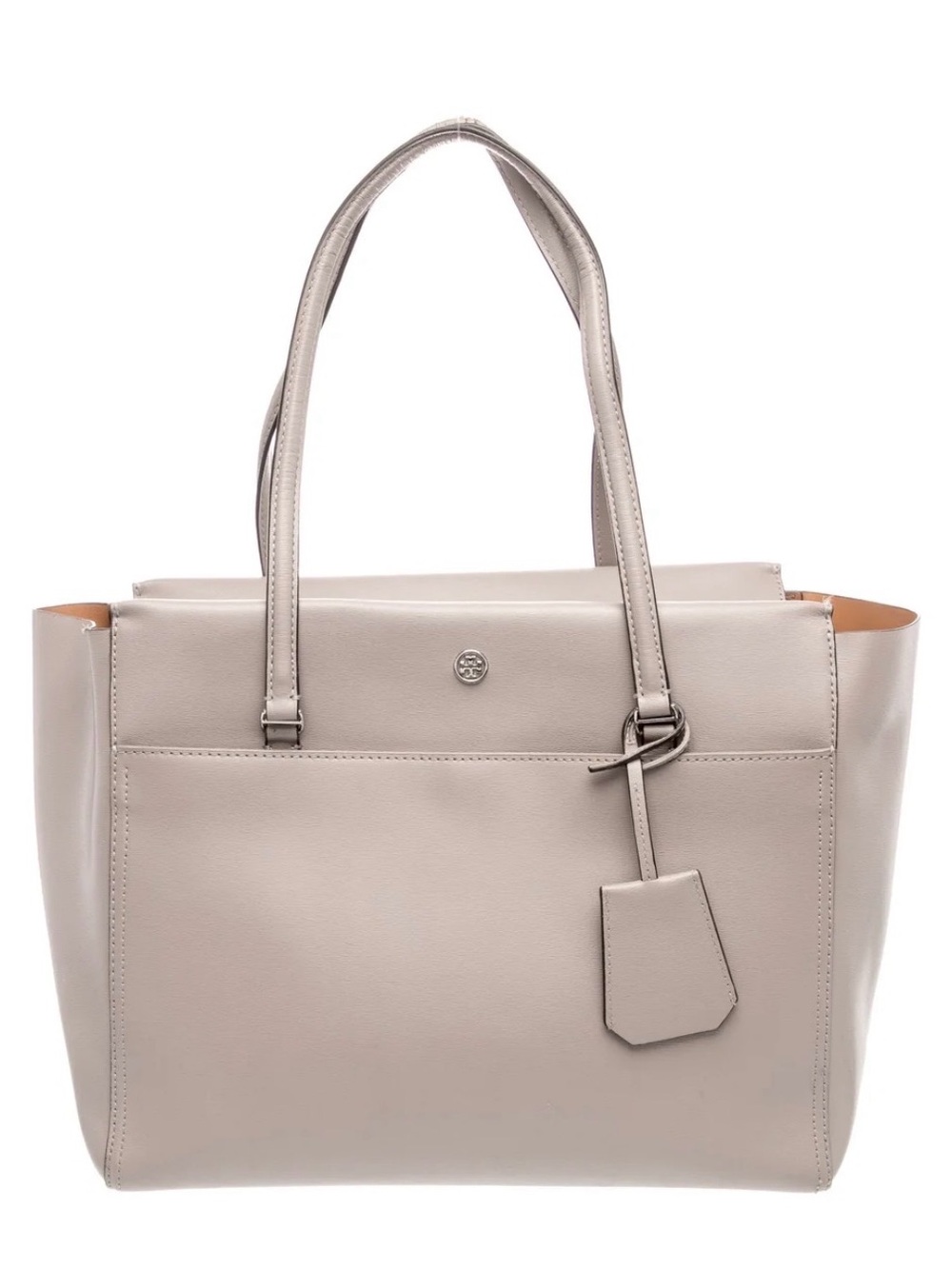 Tory Burch Taupe Leather Double-Handle Tote